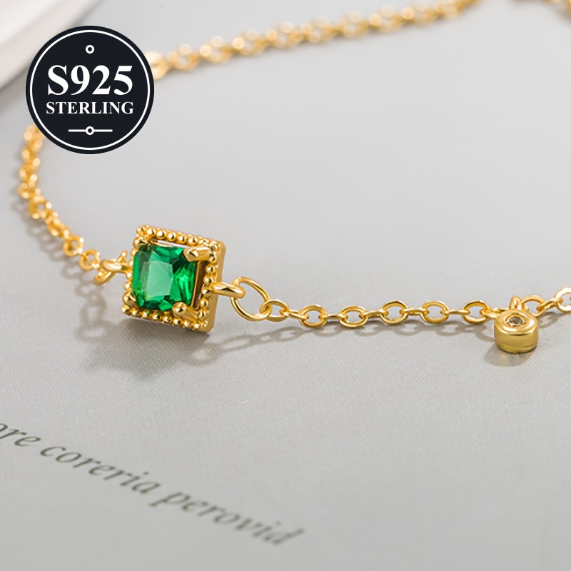 Hypoallergenic Created Emerald Square Sugar Bracelet for Women